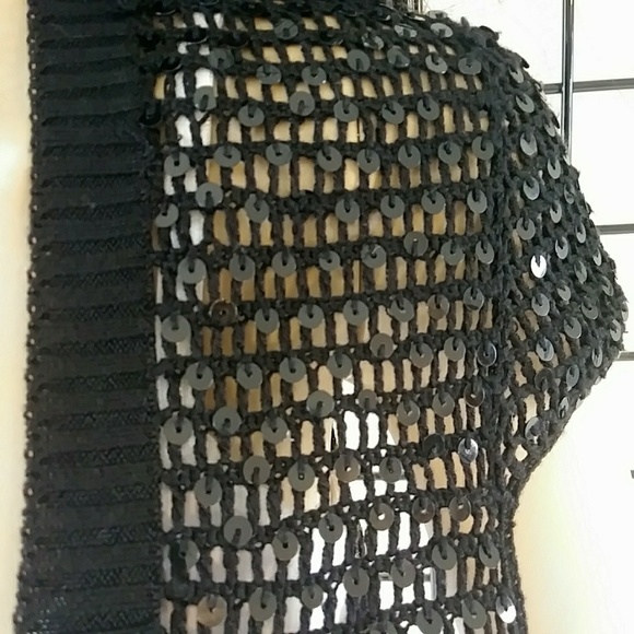 SALE! NWT BCBGMaxAzria Black Silk Sequin Cardigan - Picture 4 of 8